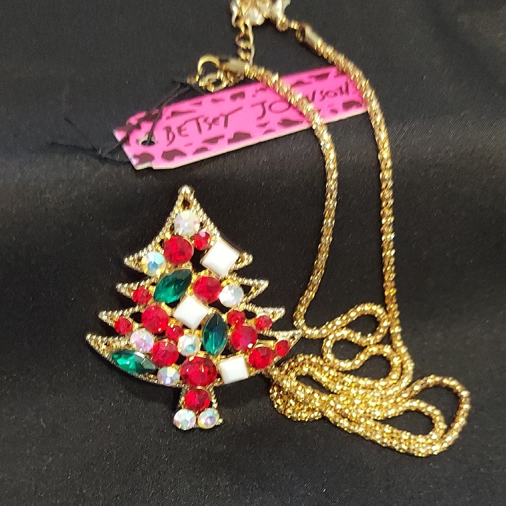 BETSEY JOHNSON Christmas Tree Pendant Necklace